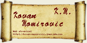 Kovan Momirović vizit kartica